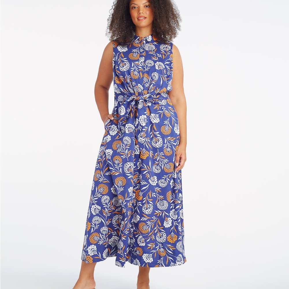 Draper James Navy and Orange Floral Dress